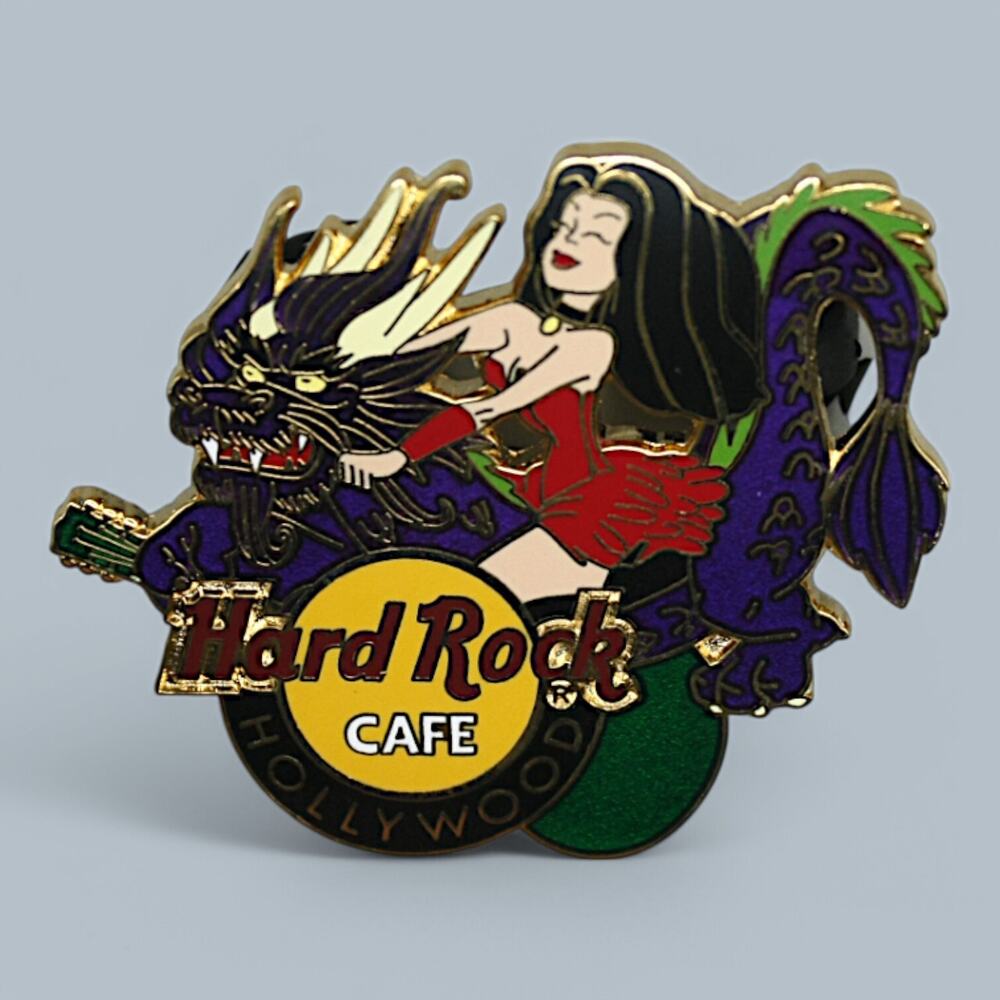 Hard Rock Pin 2005 Hollywood Flying Girl #4 Chinese Dragon Green Guitar